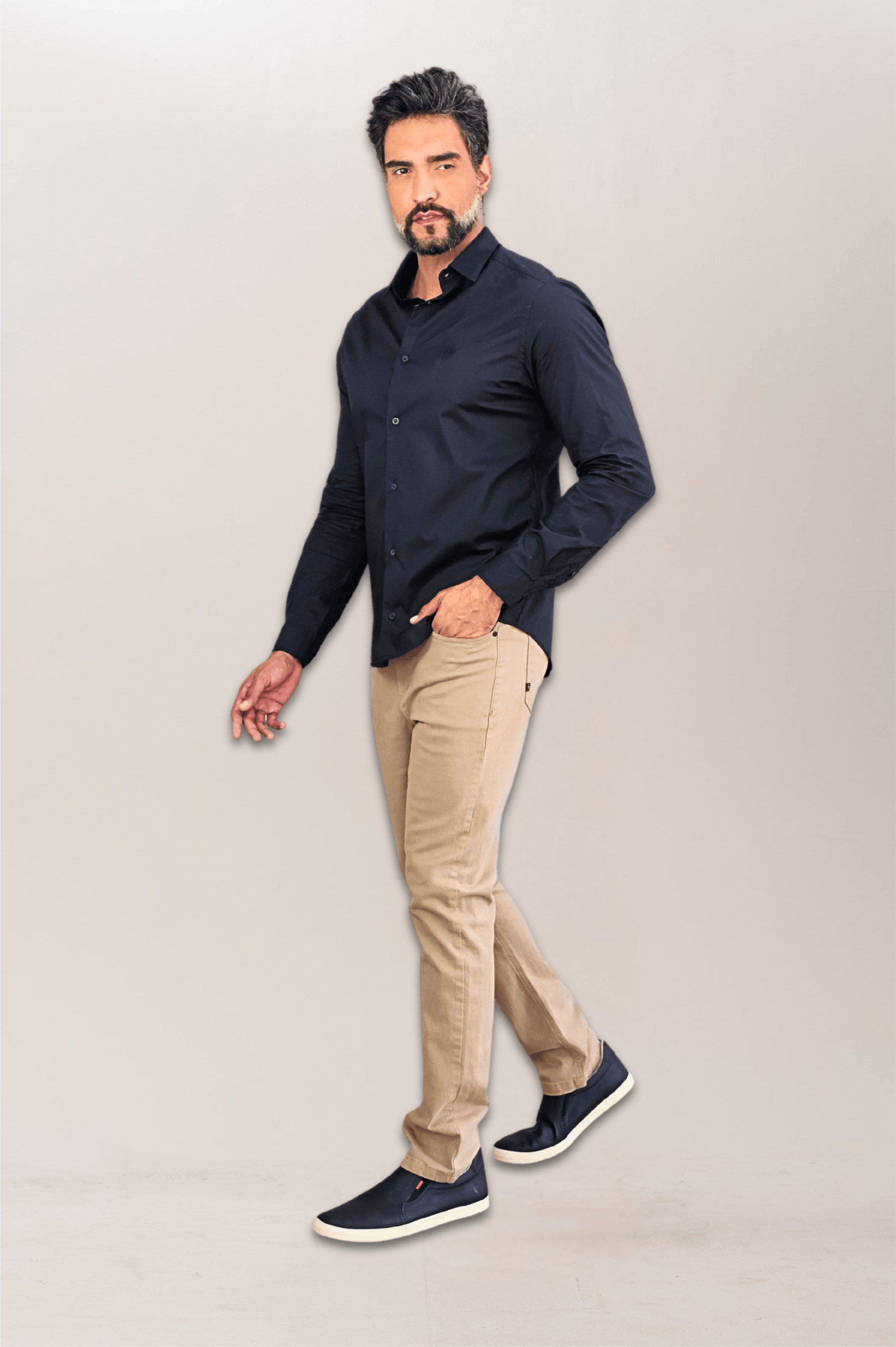 Premium Slim ML Tricoline Dress Shirt with Logo