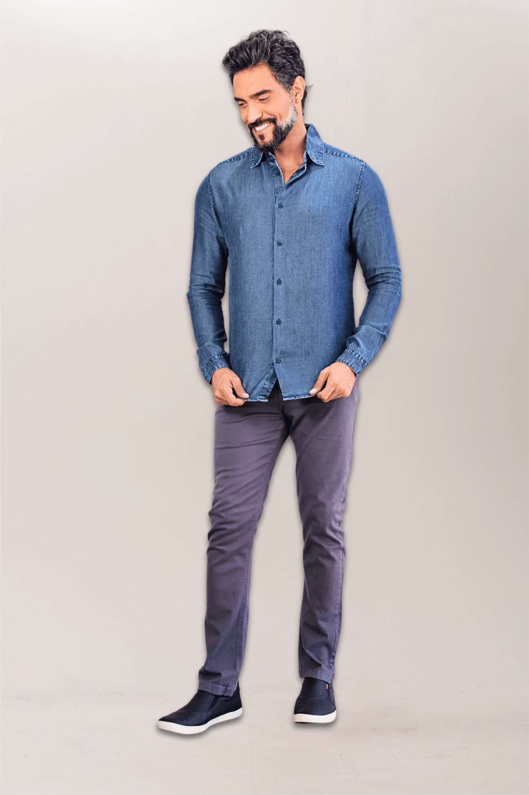 Premium Slim ML Marbled Jeans Dress Shirt