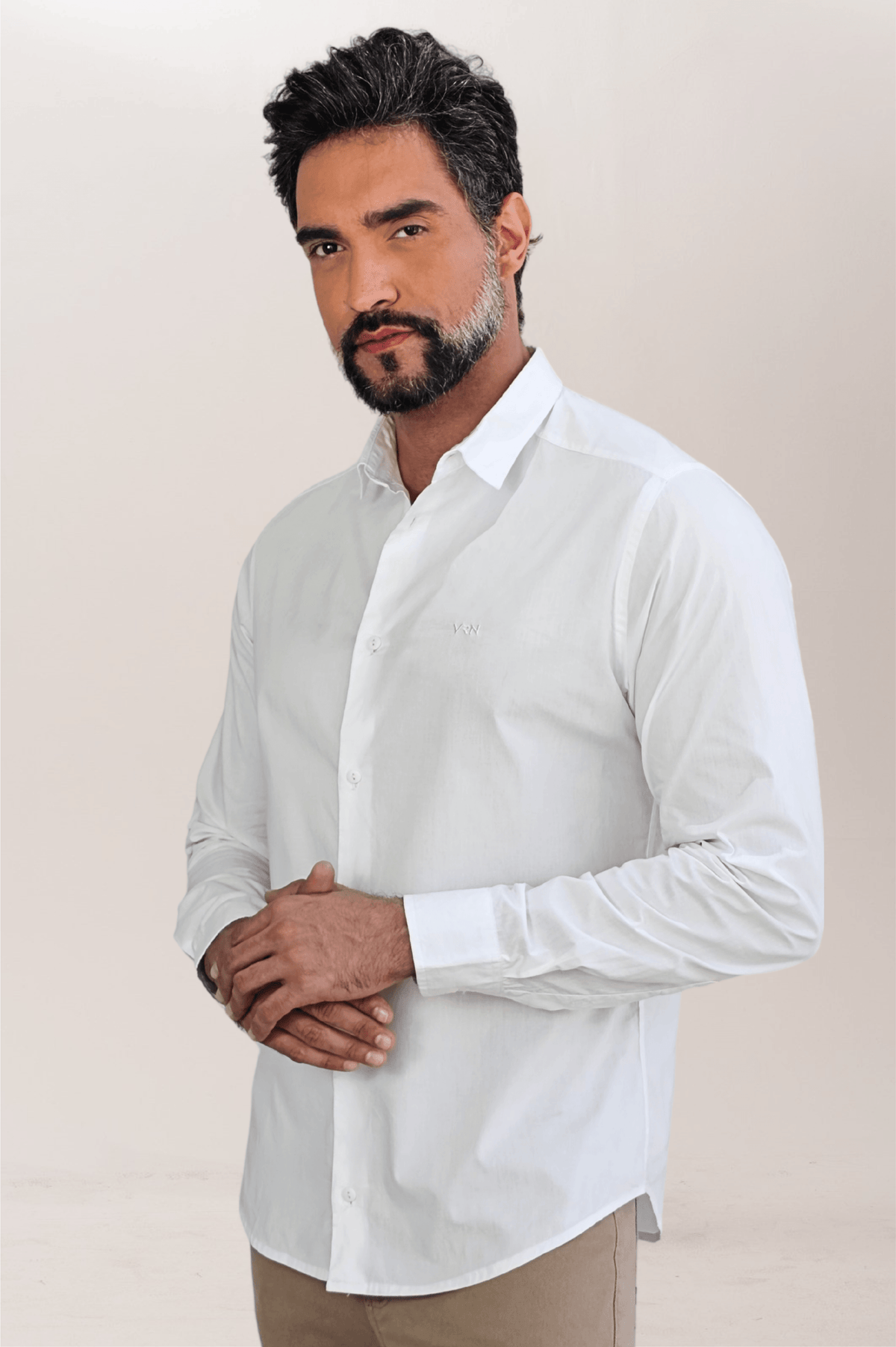 Premium Slim ML Tricoline Dress Shirt with Logo