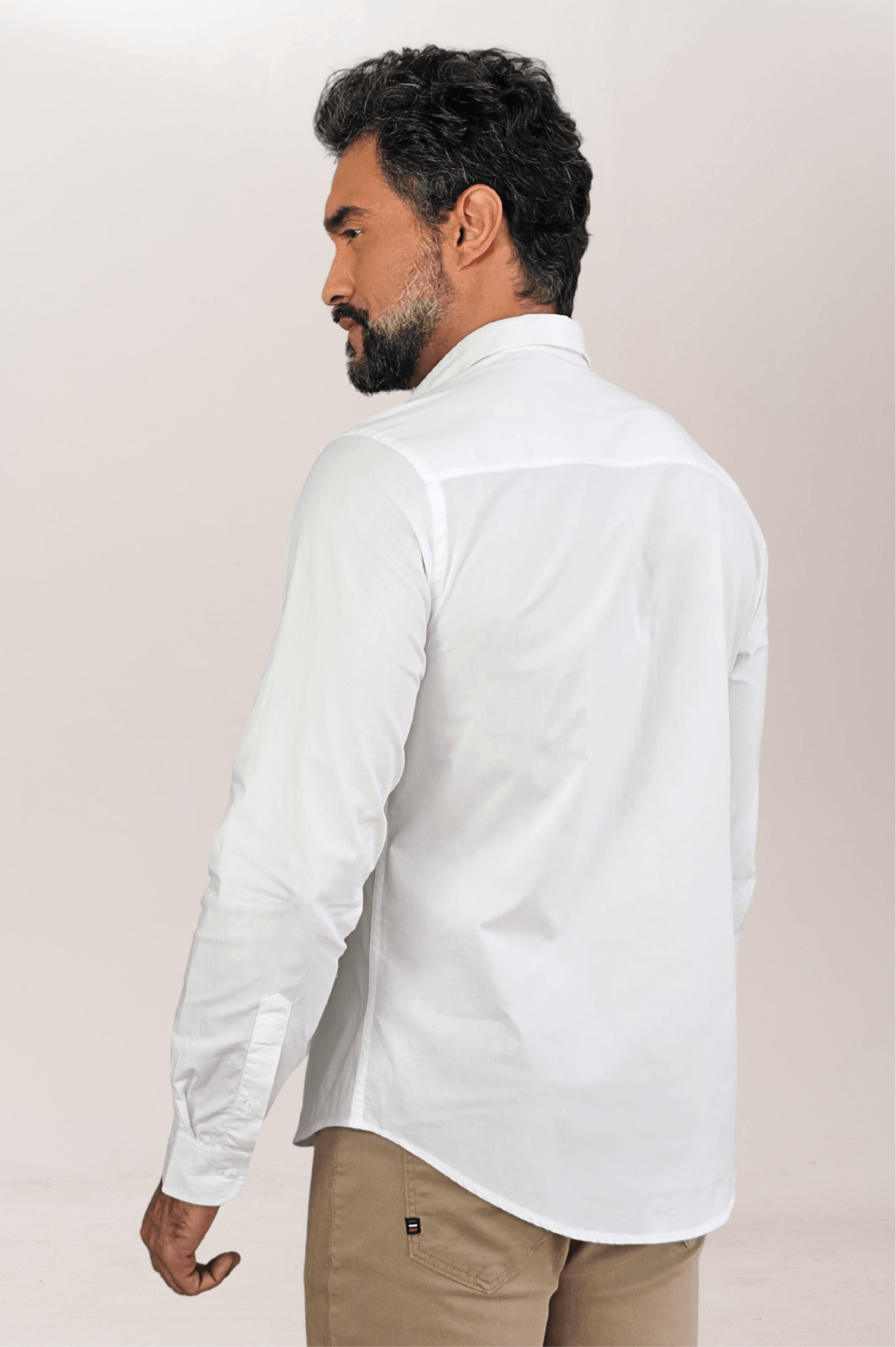 Premium Slim ML Tricoline Dress Shirt with Logo