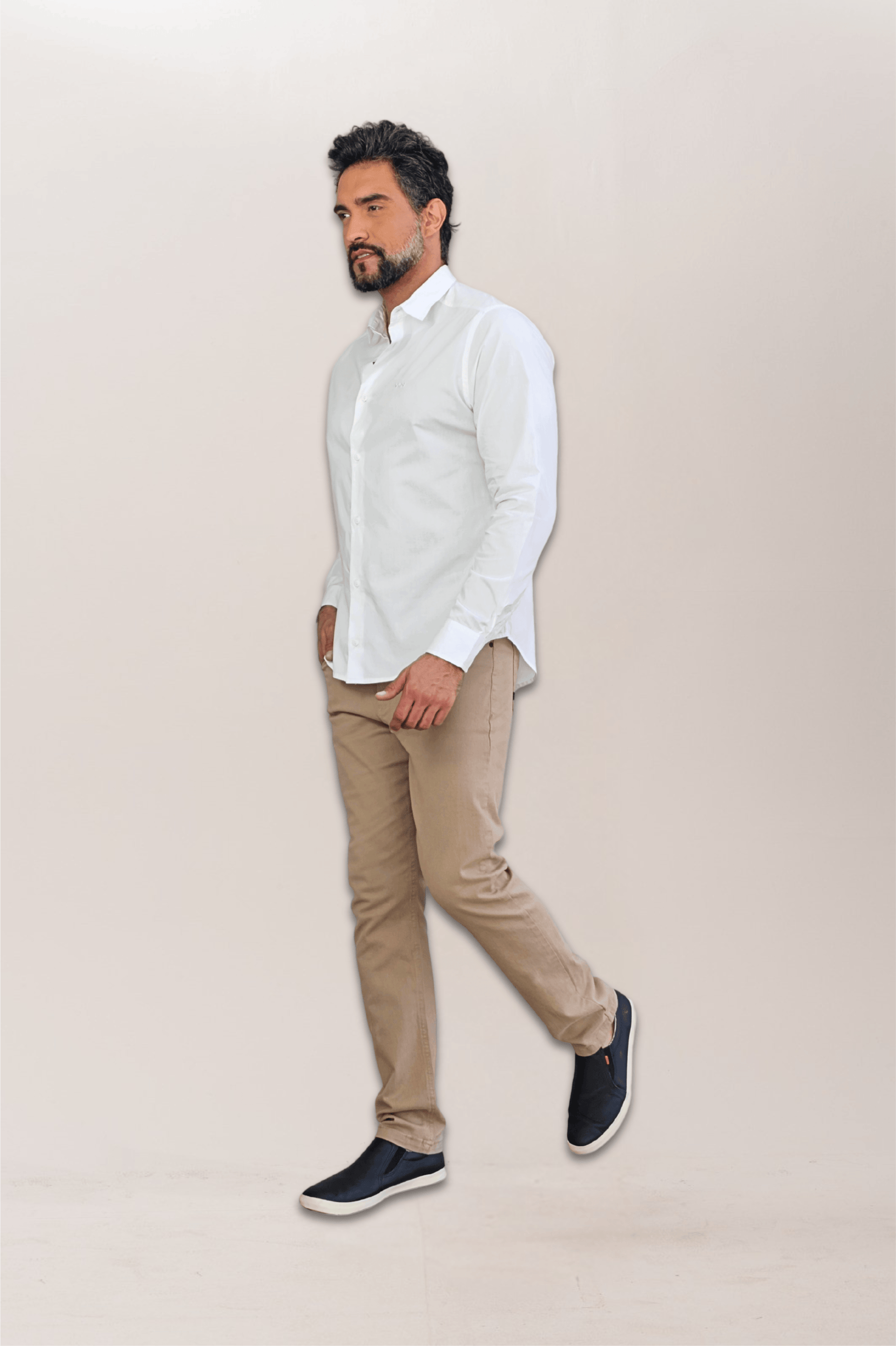 Premium Slim ML Tricoline Dress Shirt with Logo
