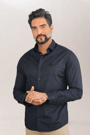 Premium Slim ML Tricoline Dress Shirt with Logo
