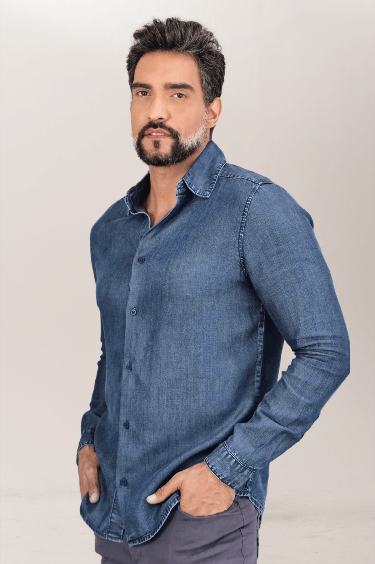 Premium Slim ML Marbled Jeans Dress Shirt