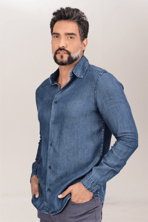 Premium Slim ML Marbled Jeans Dress Shirt