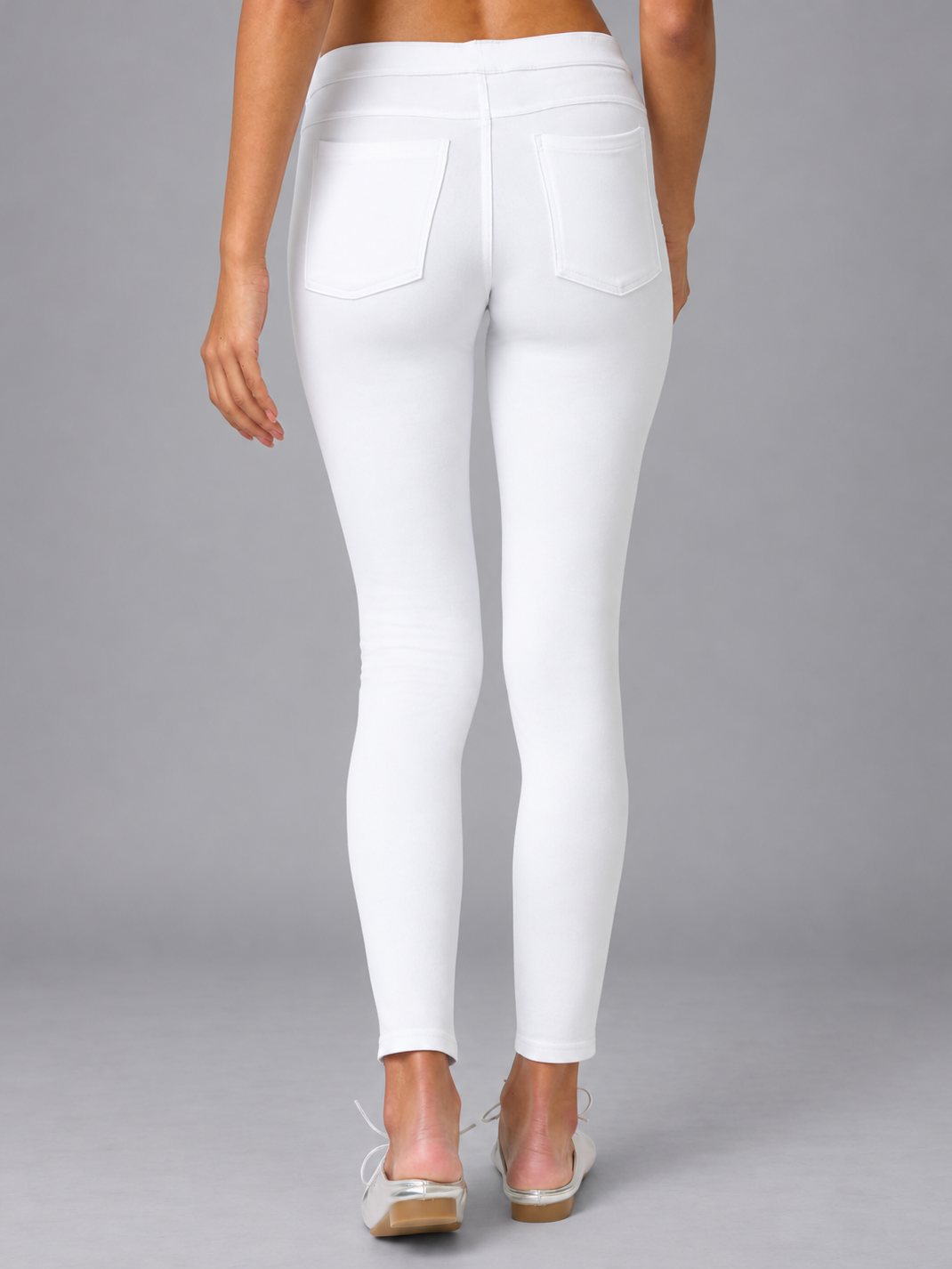 Calça Branca Legging Feminina Cropped C/ Bolso No Nonsense