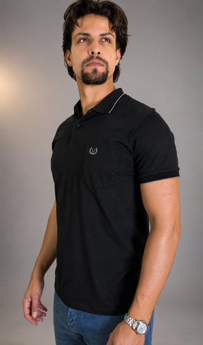Camisa Gola Polo Masculina Algodão c/ Bolso Vilejack