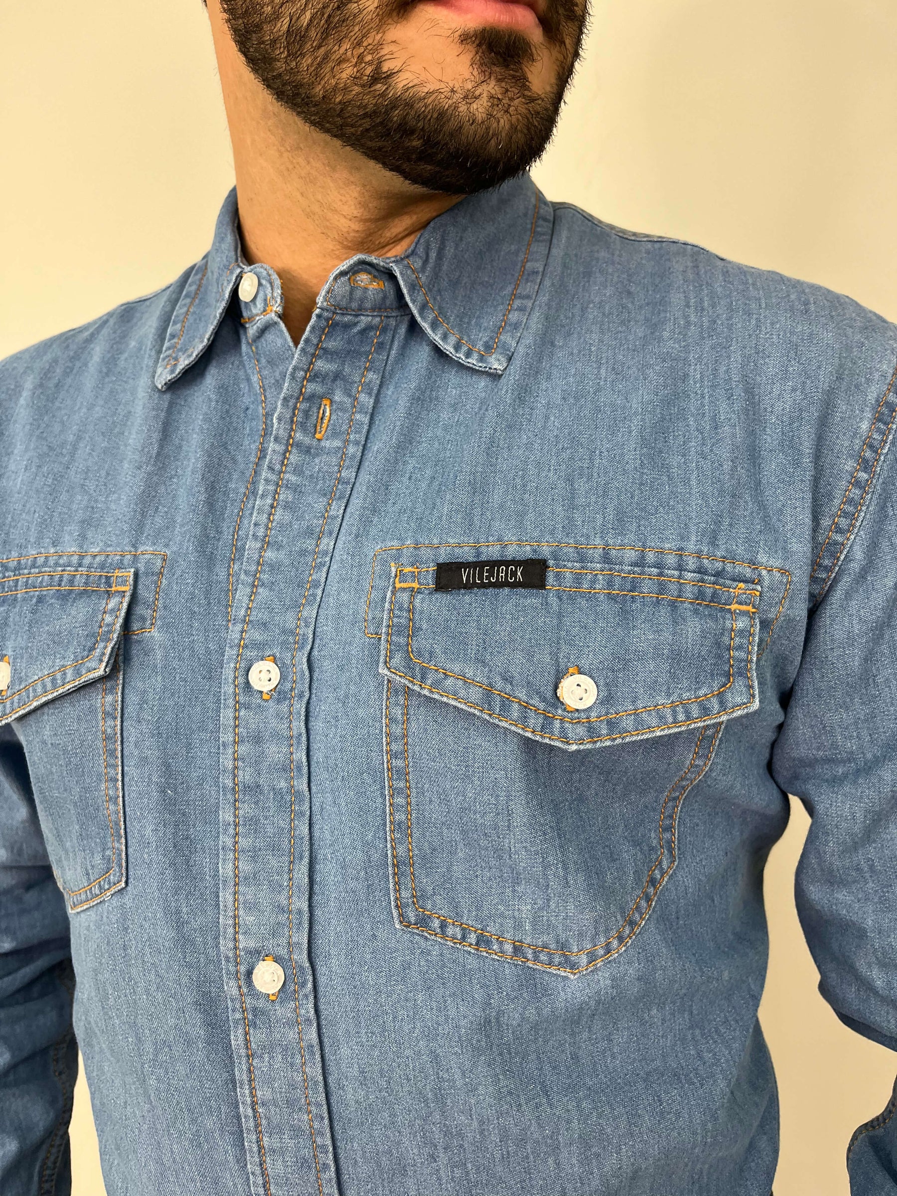 Camisa Jeans Masculina Regular Premium Vilejack Importada