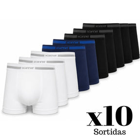 Kit 10 Cuecas Boxer Masculina Adulto Sem Costura Microfibra Scanner