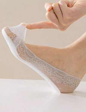 Kit 10 Pares de Meia Sapatilha Renda Antiderrapante Scanner